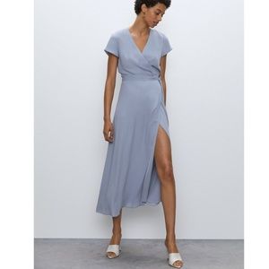 Babaton - Slit Wrap dress light blue